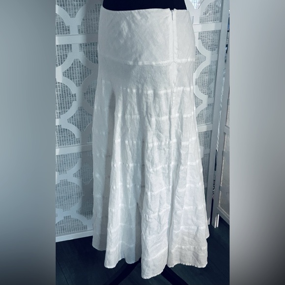 Ralph Lauren SZ 12 White Tiered Linen Maxi Skirt Resort Cruise Beach Boho Large - Picture 7 of 14